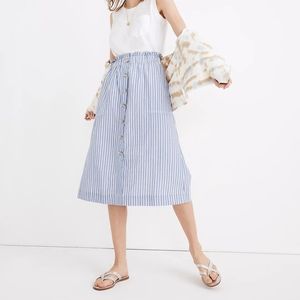 EUC Madewell Paperbag Button Front Midi Skirt